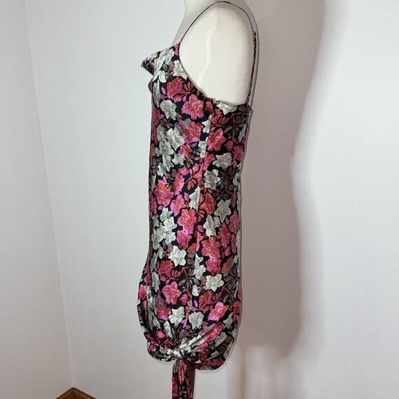 Cinq á Sept 6 Small Pink Black Silk Adjustable Strap Mini Dress Floral Print - Picture 8 of 12